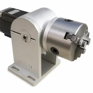 Mild steel rotary fixture for laser marking machines, designed for precise marking of cylindrical and round industrial components.