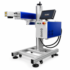 CO2 Fly laser marking machine for continuous production line marking on plastic, wood, glass, leather, fabric, and other non-metal materials.